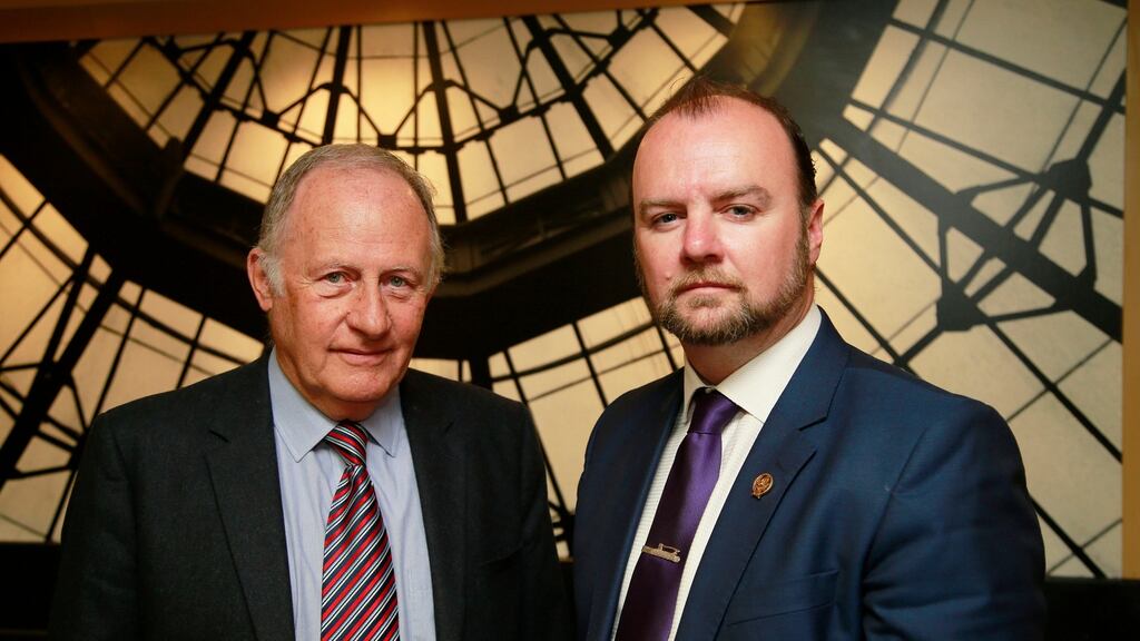 Ian Elliott, left, child protection expert, and Adrian Tennant, chair of Scouting Ireland’s board. Photograph: Nick Bradshaw/The Irish Times