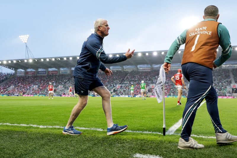 Limerick manager John Kiely during the game. Photograph: Laszlo Geczo/Inpho