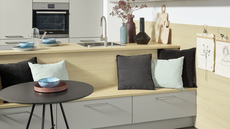 A banquette, like this one by Kube, can be used to help form different zones within an open-plan space.