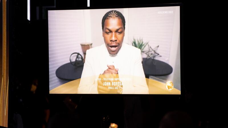 John Boyega for Best Performance by an Actor in a Supporting Role in a Series, Limited Series or Motion Picture Made for Television during the 78th annual Golden Globe Awards ceremony