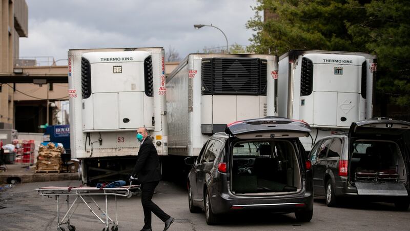 A funeral director at Brookdale Hospital Medical Center in Brooklyn. Photograph: Andrew Seng/ The New York Times