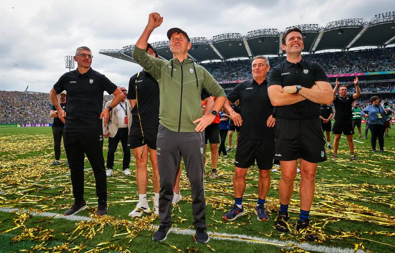 Kerry manager Jack O'Connor celebrates after his team's All-Ireland SFC final victory against Donegal in July. Photograph: Ryan Byrne/Inpho