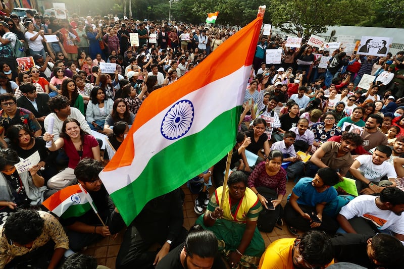 Members of the Cockroach Janta Party (CJP) and social activists protest in Bengaluru, India, on Monday. Photograph: EPA