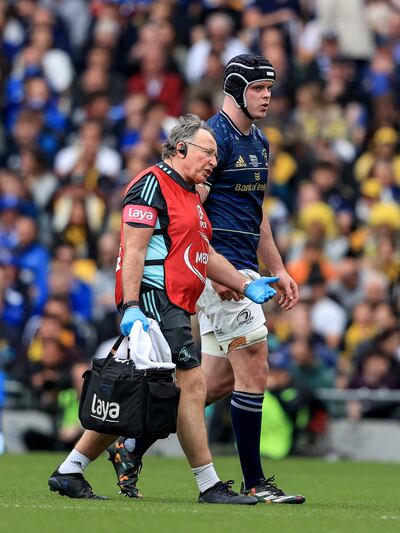 James Ryan's departure was a huge blow to Leinster in the Champions Cup final defeat to La Rochelle. Photograph: Dan Sheridan/Inpho