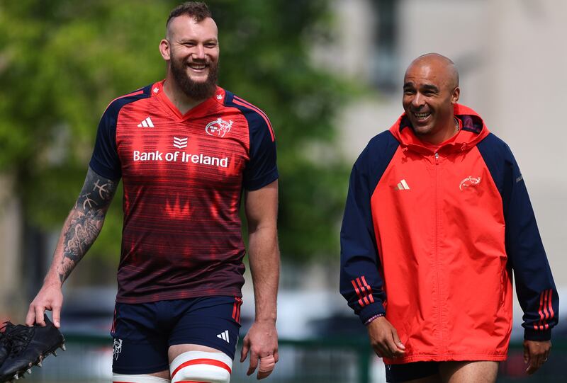 RG Snyman and Simon Zebo: 'To finish with a trophy would be incredibly special. I know how much Keith Earls valued that win last year,' says Zebo. Photograph: James Crombie/Inpho 