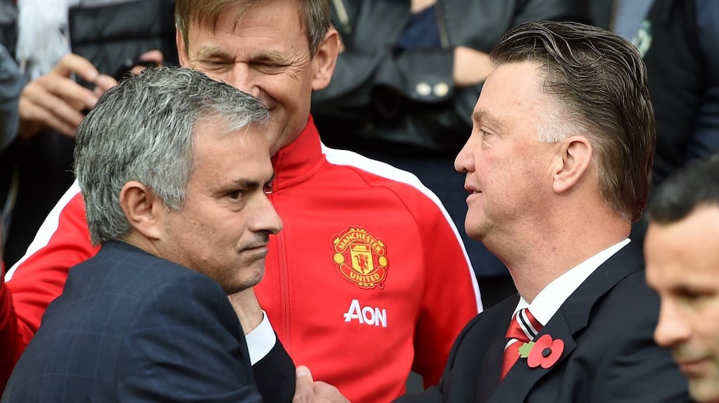 Manchester United have yet to contact Jose Mourinho, and remain behind current manager Louis van Gaal. Photograph: Martin Rickett/PA