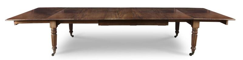 Lot 207, an earlier (William IV) mahogany extending dining table – which is more than 13ft long and over 4ft wide