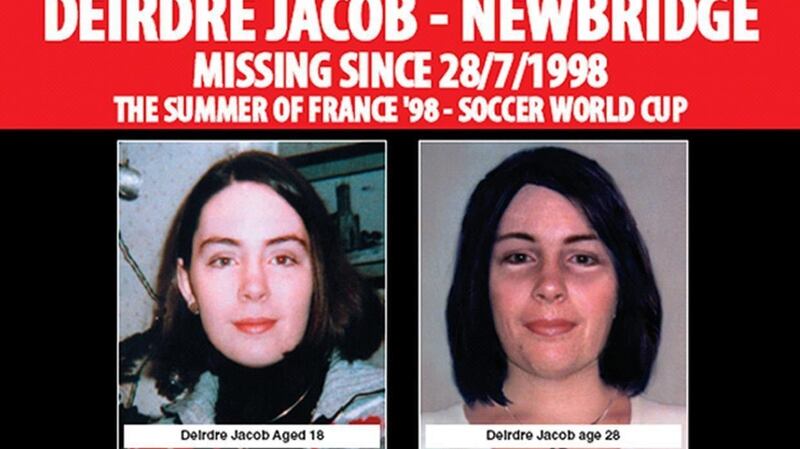 A missing person poster for Deirdre Jacob issued by the gardaí in 2008.   File photogrraph: Garda/PA Wire