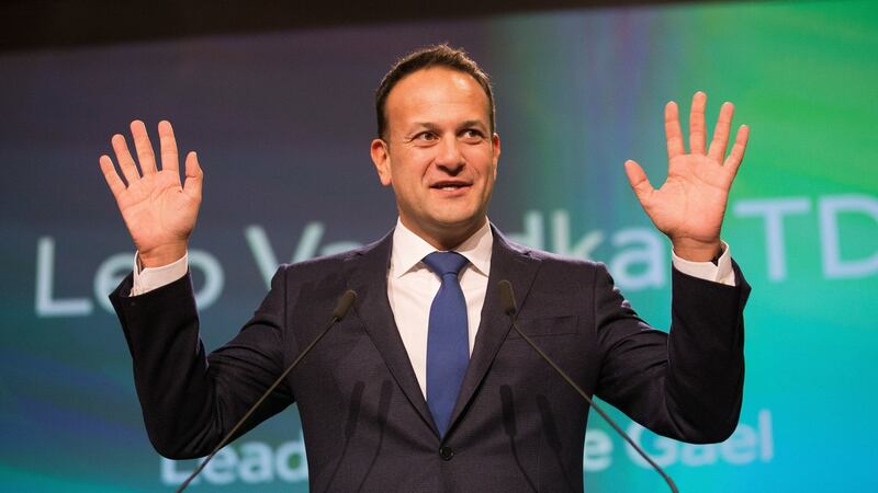 Taoiseach Leo Varadkar makes a speech at the Fine Gael Ard Fheis at City West Hotel in Dublin. Photograph: Tom Honan/PA Wire