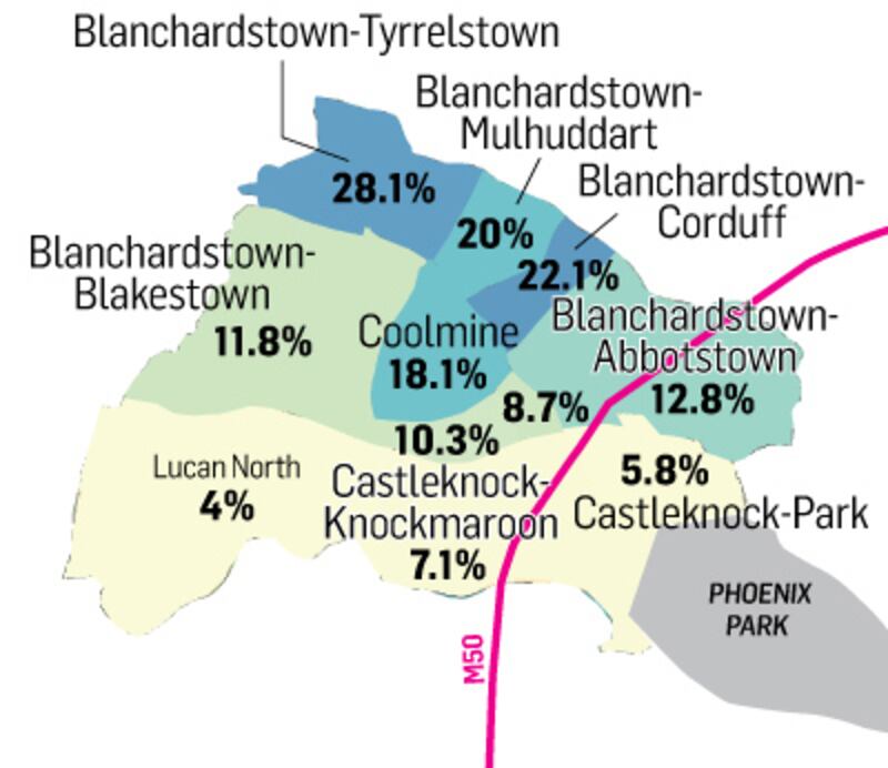 Unemployment rates in West Dublin, by area