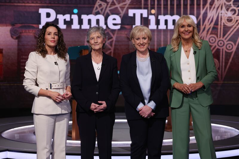 Catherine Connolly and Heather Humphreys with Miriam O’Callaghan and Sarah McInerney. Photograph: Bryan O’Brien