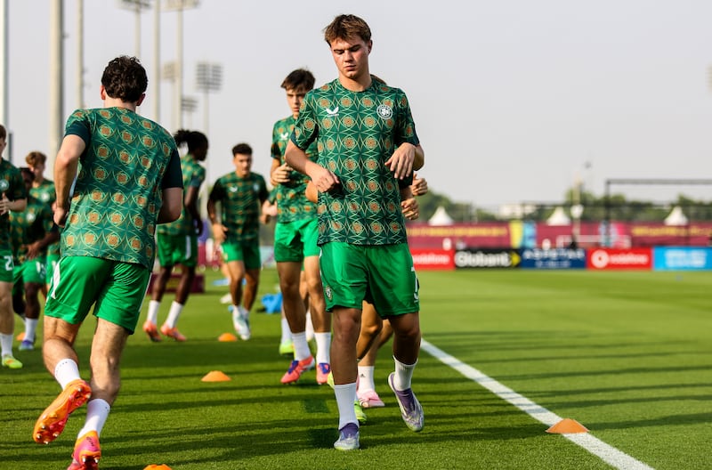 Ireland's Grady McDonnell warms up. Photograph: Inpho