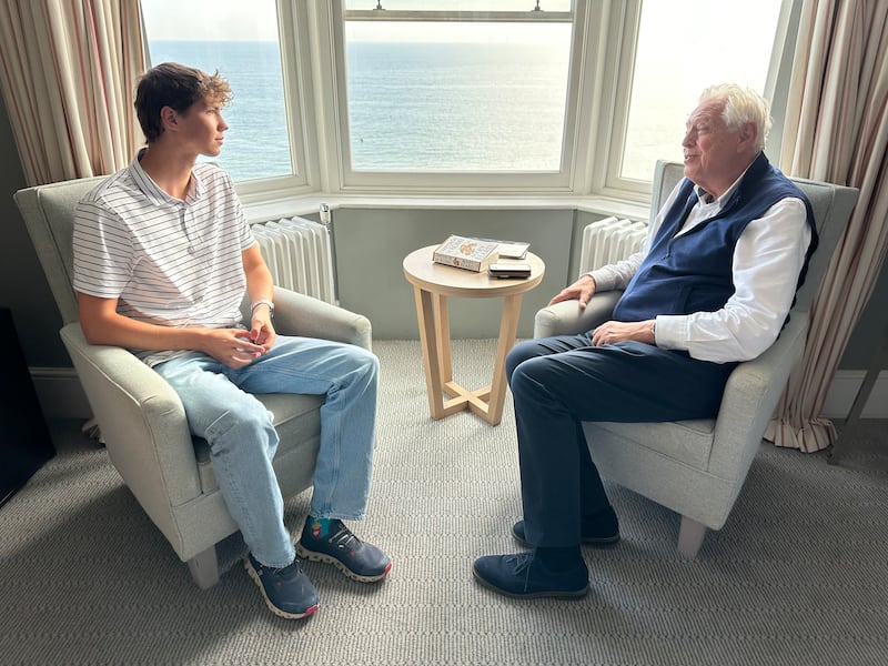 John Simpson and his son, Rafa, in Brighton