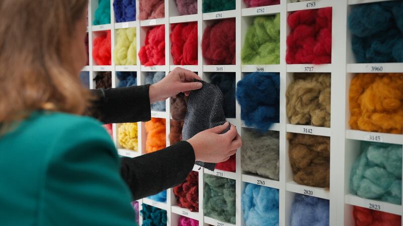 Selecting shades for the Adare collection at Donegal Yarns