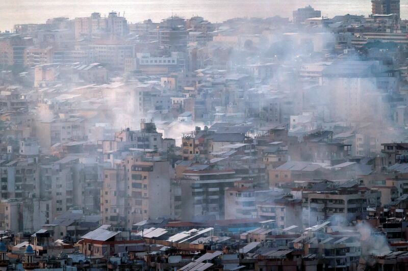 Smoke rises following Israeli airstrikes on Dahieh, a predominantly Shia Muslim suburb in the south of Beirut, Lebanon, March 6th. Photograph: EPA