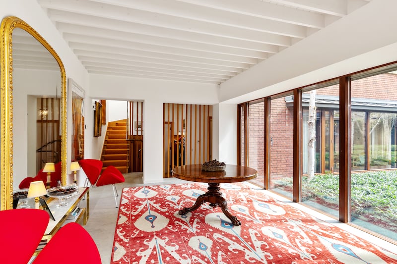 Entrance hall with iroko-framed windows