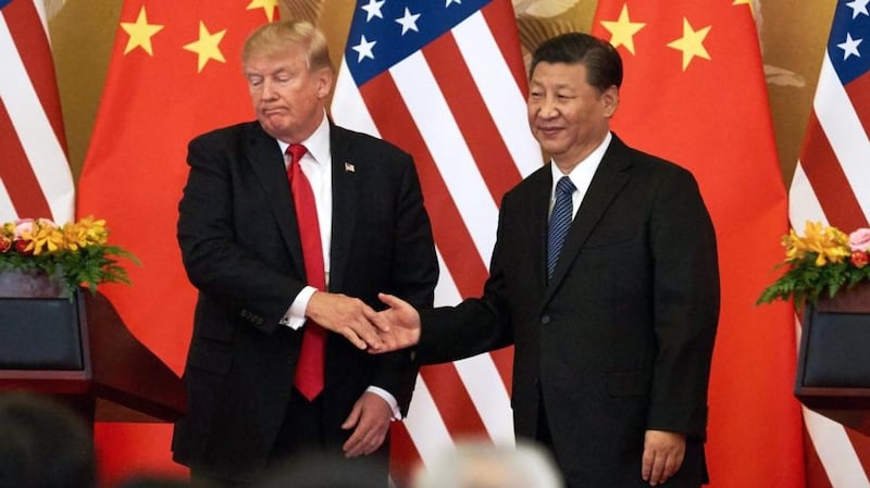 Then US president Donald Trump with his Chinese counterpart  Xi Jinping in Beijing in December, 2017. Photograph:  Artyom Ivanov/Tass via Getty Images