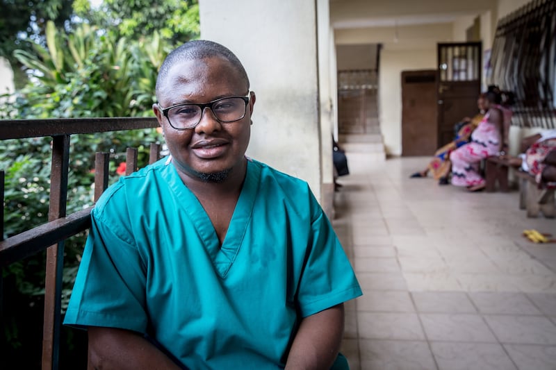 Mohamed B Jalloh, one of four doctors working at Freetown's Aberdeen Women's Centre, says free healthcare for pregnant women nationwide may be government policy but it is not the reality. Photograph: Sally Hayden