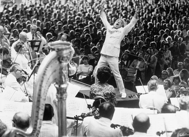 'Feel, baby': Leonard Bernstein, a big inspiration to Paavo Järvi, conducts Mahler's Resurrection Symphony with the Boston Symphony in 1970. Photograph: Bettmann/Getty