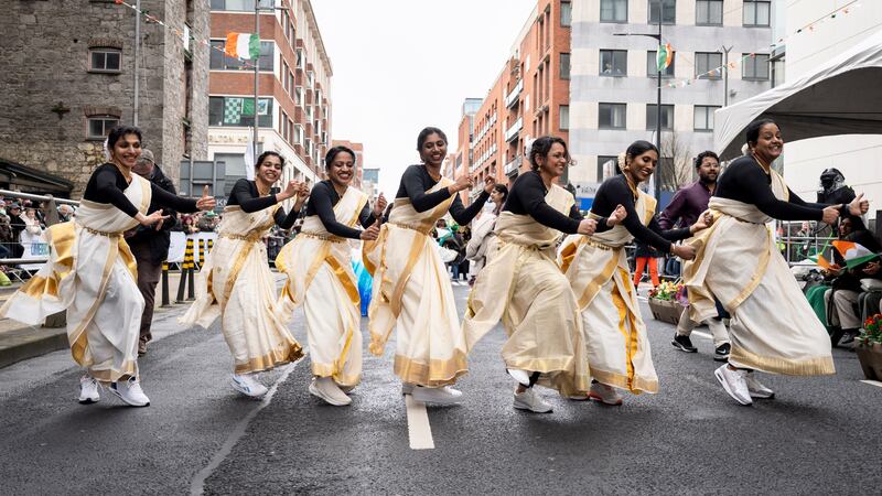 Performers from the Limerick Indian Community pictured at St Patrick's Day Paraade in Limerick city. Photograph: Don Moloney