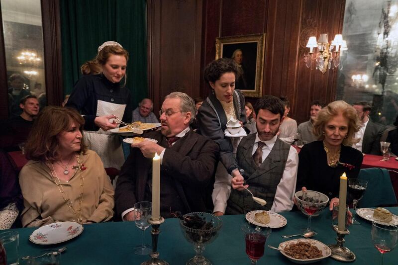 A scene from the Irish Repertory Theatre production of The Dead, 1904 at the American Irish Historical Society in New York. The immersive play is based on James Joyce’s short story The Dead. Photograph: Sara Krulwich/New York Times