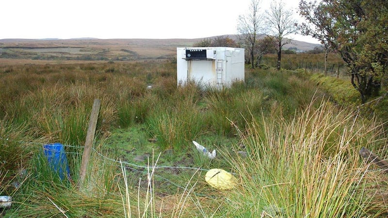 A photo issued by PSNI showing the shipping container where kidnapped cattle dealer Paul Gogan was held hostage. Photograph: PA