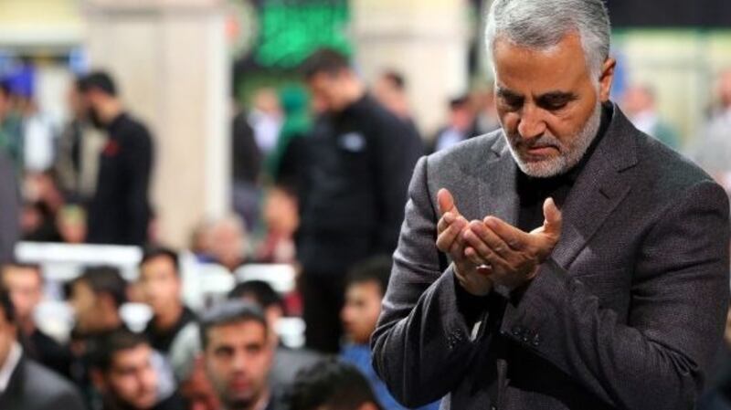 Qassem Suleimani  during a prayer service.  File photograph: EPA