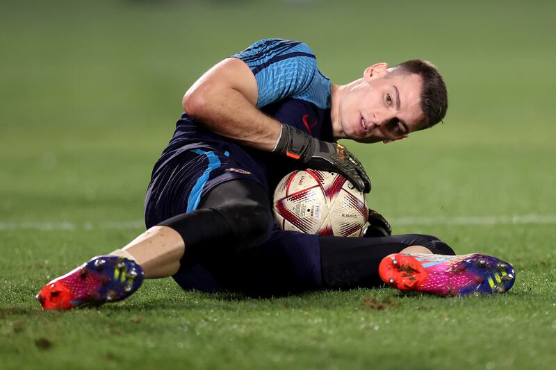 Livakovic trains on the ever of the showdown with Argentina. Photograph: Alex Pantling/Getty Images