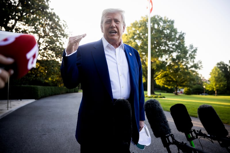 'Israel, do not drop those bombs': US president Donald Trump speaks to the media outside the White House: Photograph: Francis Chung/Politico/Bloomberg