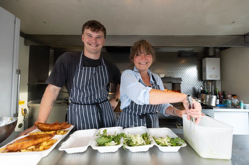Julia Hemmingway with her son Freddie at Julia's Lobster Truck in Doolin, Co Clare. Photograph: Eamon Ward