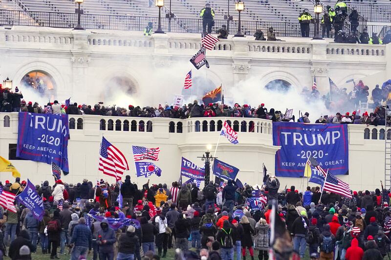 On January 6th, 2021, rioters stormed the US Capitol building in Washington, DC. Photograph: John Minchillo/AP
