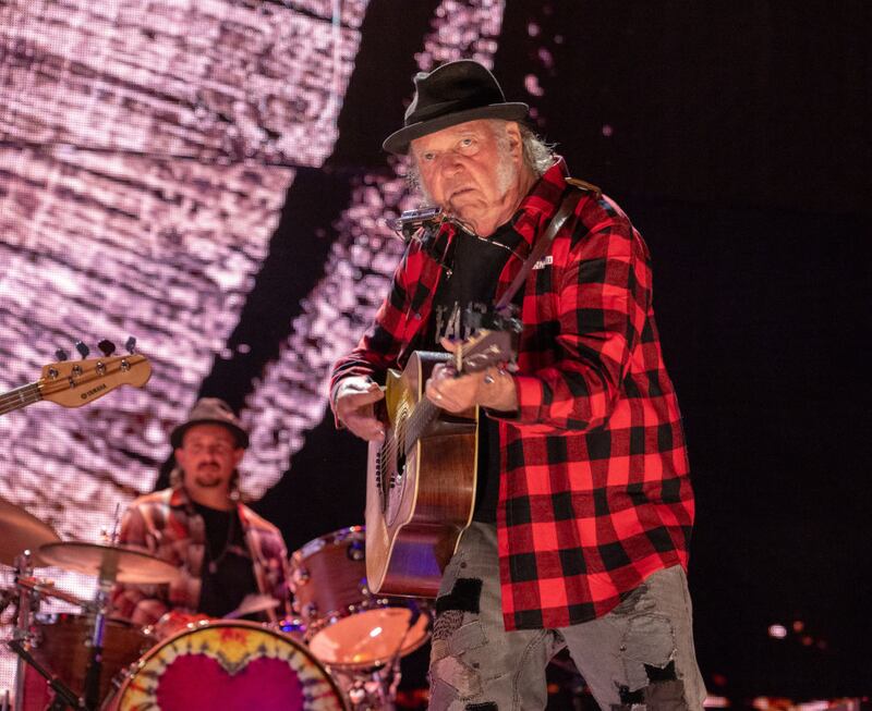 Neil Young performs in concert during Farm Aid 2024 in Saratoga Springs, New York in September 2024. Photograph: Gary Miller/Getty Images