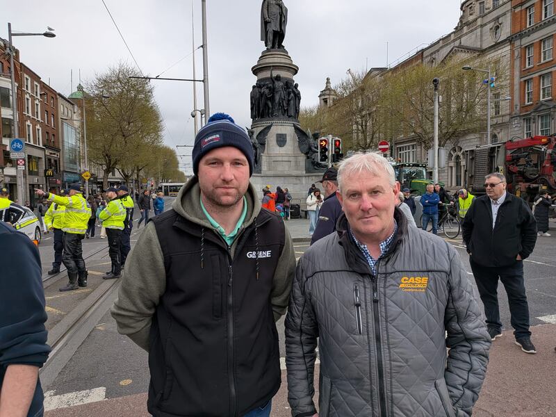 Haulier Mossy Owley and construction business owner Trevor Jackson, both from Wexford. Photograph: Hugh Dooley