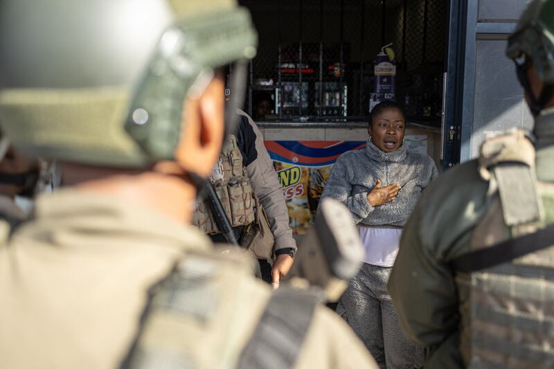 A joint immigration enforcement operation involving South African police and private security in Johannesburg on Monday. Photograph: Emmanuel Croset/AFP/Getty Images