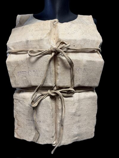 The lifejacket worn by Laura Mabel Francatelli. Photograph: Henry Aldridge & Son