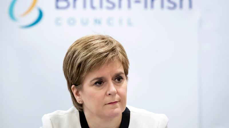 First minister of Scotland Nicola Sturgeon during a press conference at a British Irish Council (BIC) summit meeting in Manchester. Photograph: PA