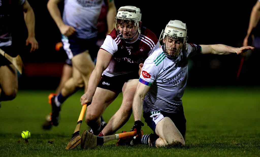 UL Wolves’ Darragh Lohan and Darren Morrissey of University of Galway. Photograph: Ryan Byrne/Inpho