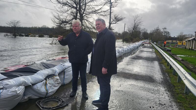 Independent Ireland TD Michael Fitzmaurice and Ciaran Mullooly at Lough Funshinagh, Co Roscommon