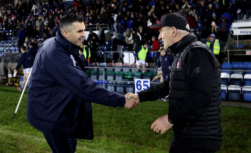 Dr  McKenna Cup Round 1, Kingspan Breffni, Cavan earlier this month.
Cavan manager Raymond Galligan and Derry manager Mickey Harte after the game. Photograph: Inpho