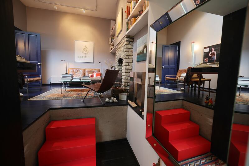 Steps to livingroom. Photograph: Alan Betson 
