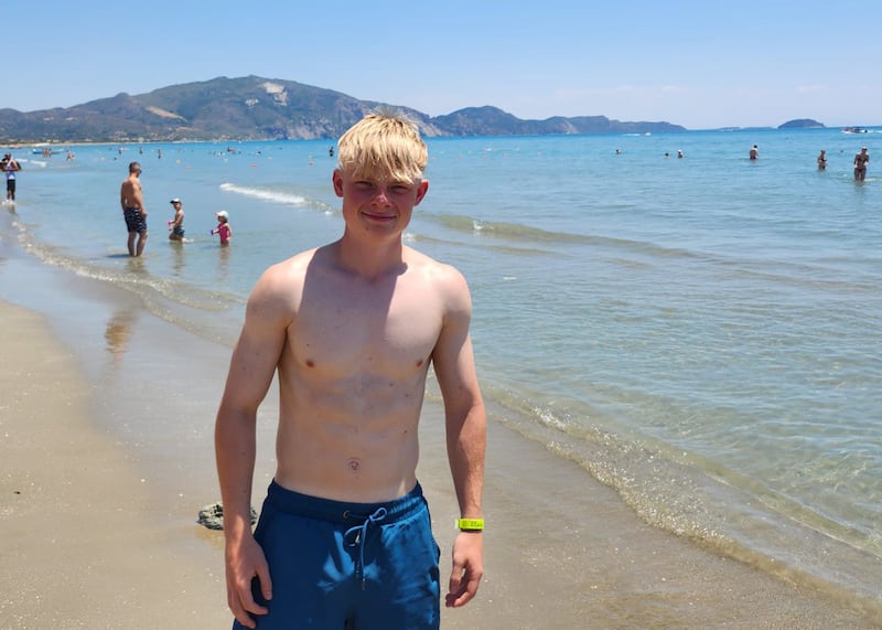 Ryan Lynch (18) on the beach in Zante. Photograph: Niamh Browne