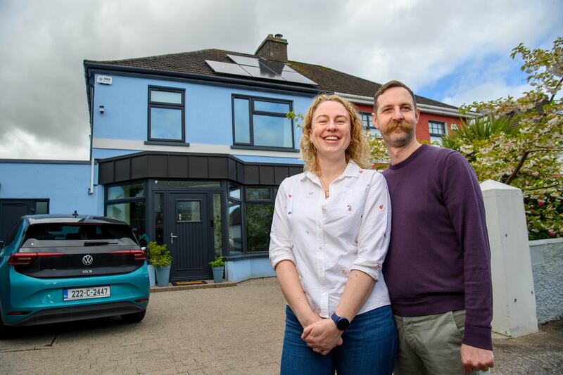 Leon Callan and Aisling Walsh’s top to bottom retrofit saw their Ber go from D2 to A1. Photograph: Daragh Mc Sweeney/Provision