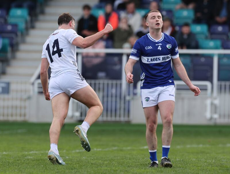 Kildare’s Darragh Kirwan celebrates scoring a goal. Photograph: Lorraine O'Sullivan/Inpho