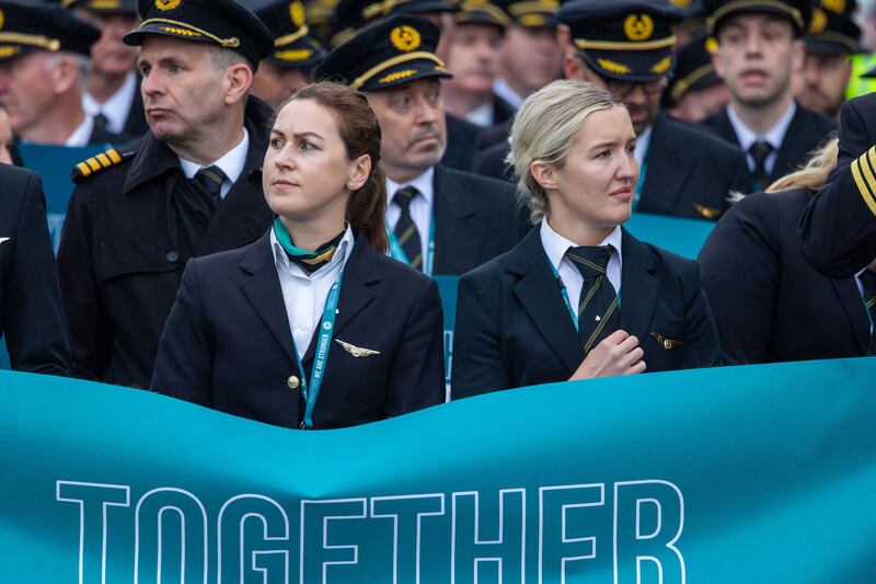 Ialpa pilots during the strike. Photograph: Fintan Clarke