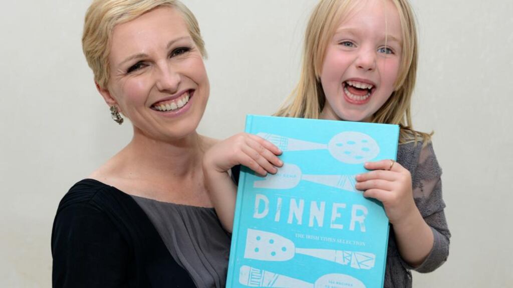 Domini Kemp, with her daughter Maeve at the launch of her new book of recipes, entitled Dinner. Photograph: Dave Meehan
