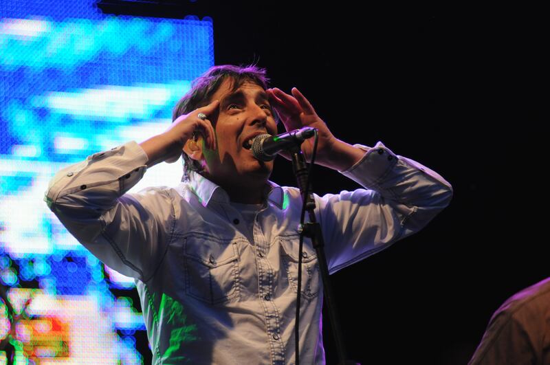 Dignam performing on stage with Aslan in London in 2008. Photograph: Harry Scott/Redferns