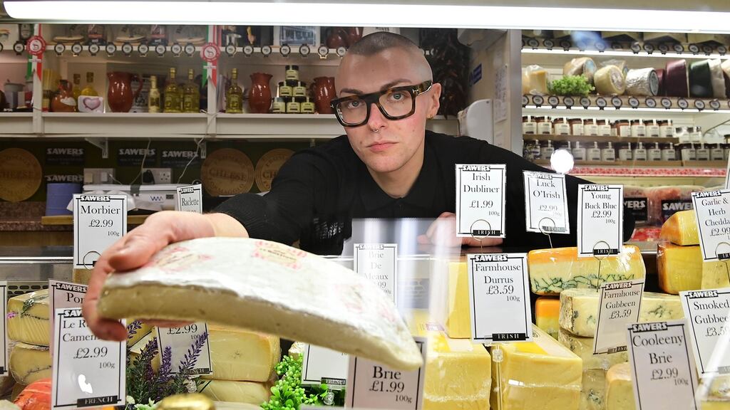 Kieran Sloan, store manager of Sawers, a deli that sells international gourmet foods in Belfast. Photograph: Arthur Allison/Pacemaker Press