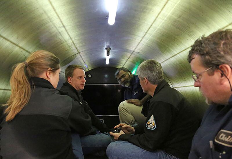 Photo issued by OceanGate Expeditions showing an interior view of their submersible vessel named Titan. Source: PA Wire 
