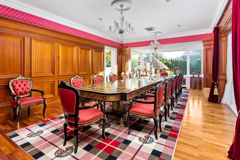 Diningroom with 24ft-long table seating 16