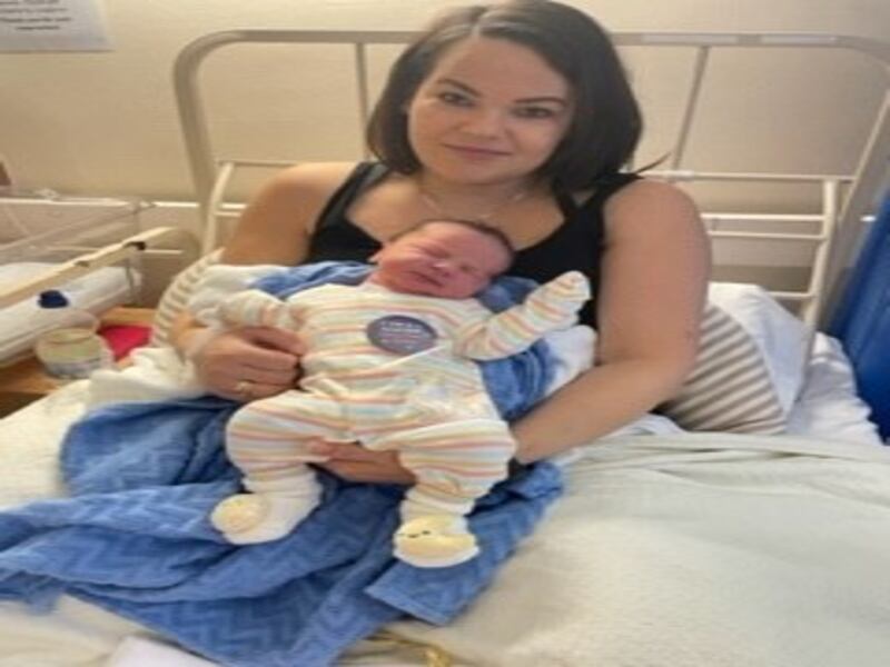 Mother Malgorzata Urban with baby Nicolas in the Coombe hospital, who was born at 12.55am
